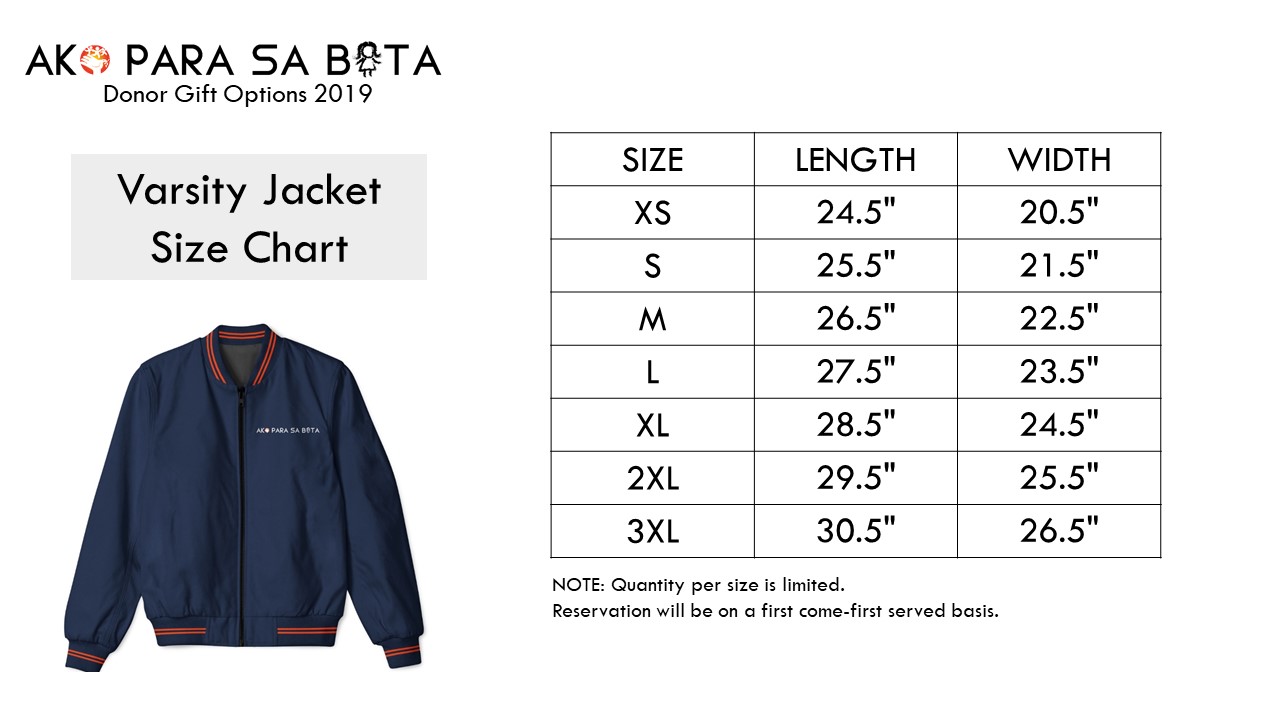 Code 003 - Varsity Jacket Sizes