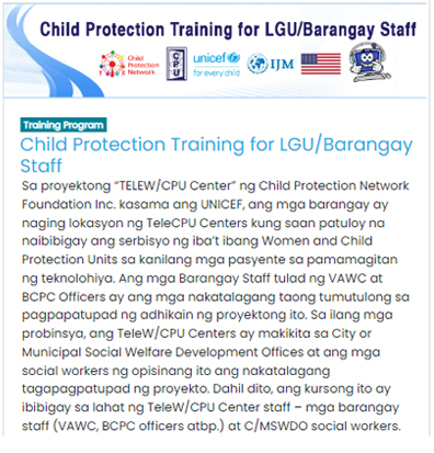 Training - CPT for LGUs and Barangay